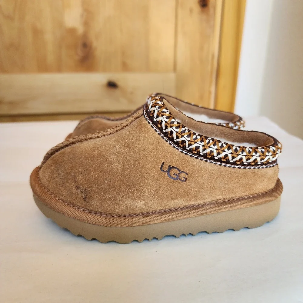 UGG US 8 Toddler Chestnut Suede Tasman II Slippers Classic Shearling Comfort